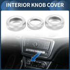 AC Media Knob Covers for Mercedes-Benz A B E GLK GLA CLA Class Silver Tone 3 x