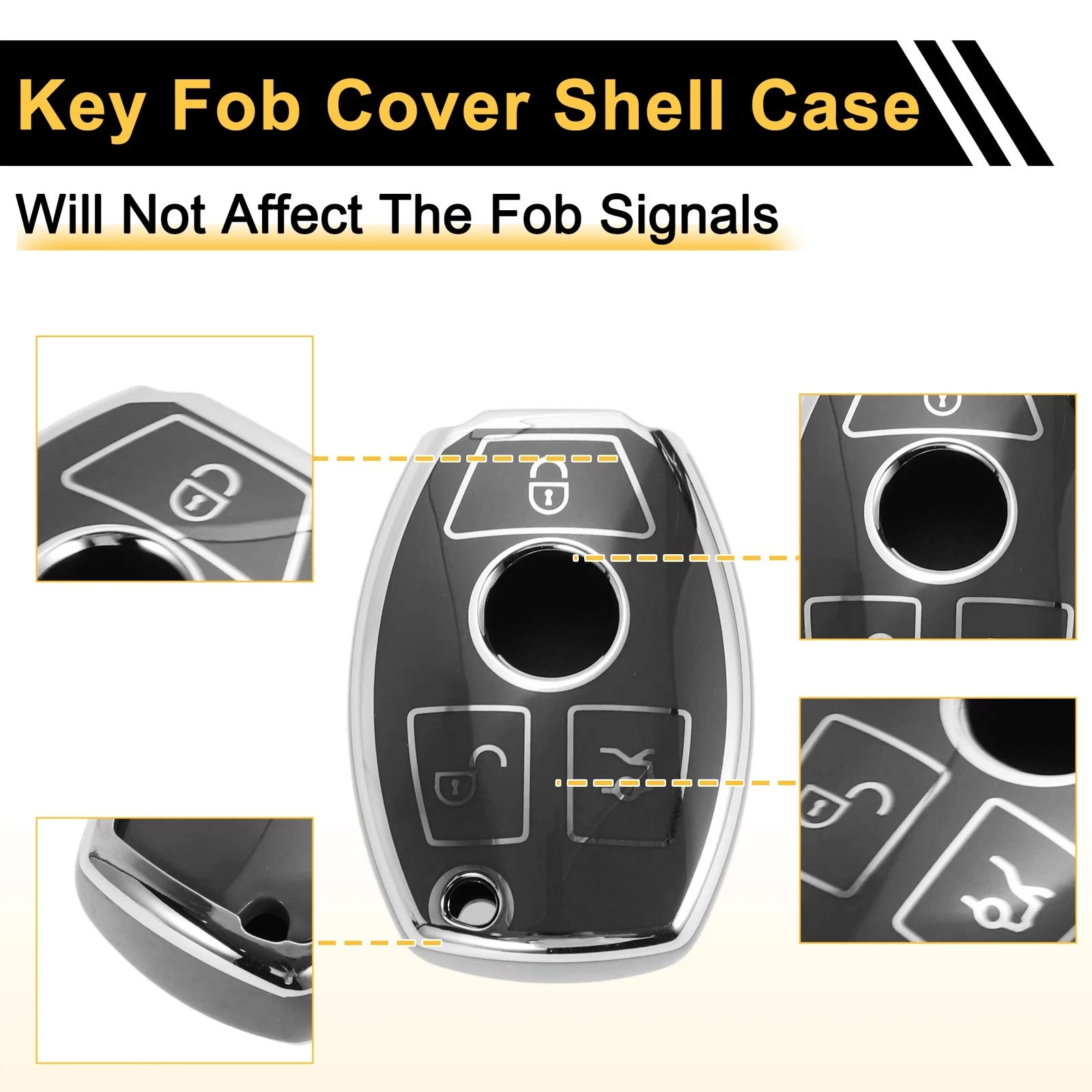 TPU Silicone Car Key Case for Mercedes-Benz (3 Buttons)