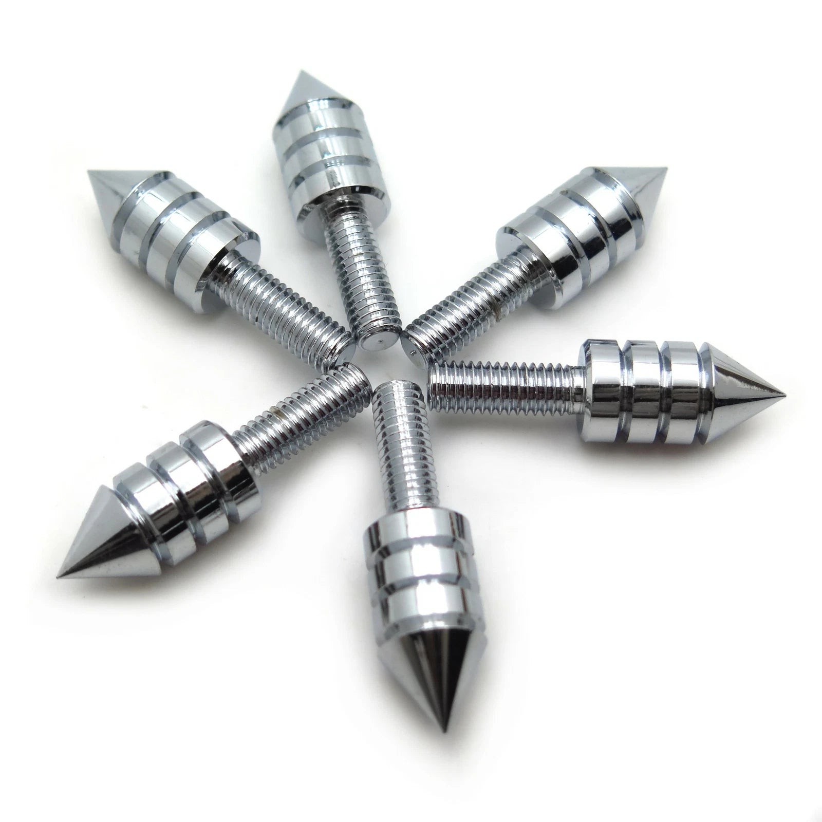 Set of 4 Universal Chrome Motorcycle Spike Bolts for Windscreen, Fairings, License Plate