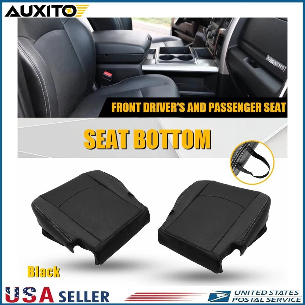 Set of 2 Front Bottom Seat Covers Genuine Leather for Dodge Ram Laramie 1500 (2013–2018)