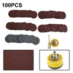 Set of 100 Sandpaper Discs with Handle for Wood Grinding 25mm