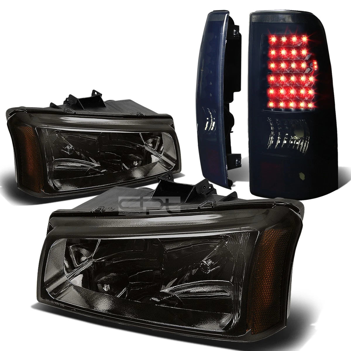 Smoked Crystal Headlight + Black Tinted LED Tail Light for Silverado (2003–2007)