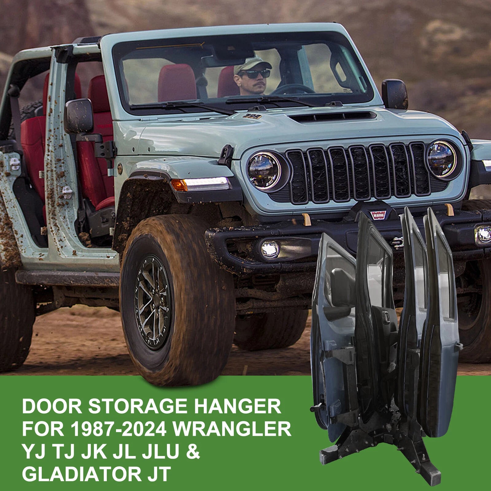 Door Storage Holder for Jeep Wrangler YJ JK JKU JL JLU Gladiator JT (1987–2024)