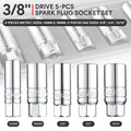 5 Pcs 3/8" 6-Point Spark Plug Impact Socket Set for Automotive