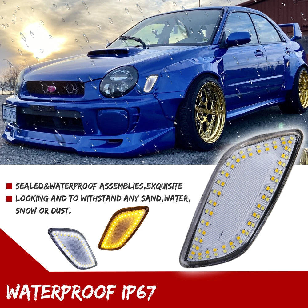 Clear Switchback LED Corner Parking Side Marker Lights for Subaru Impreza (2002–2003)
