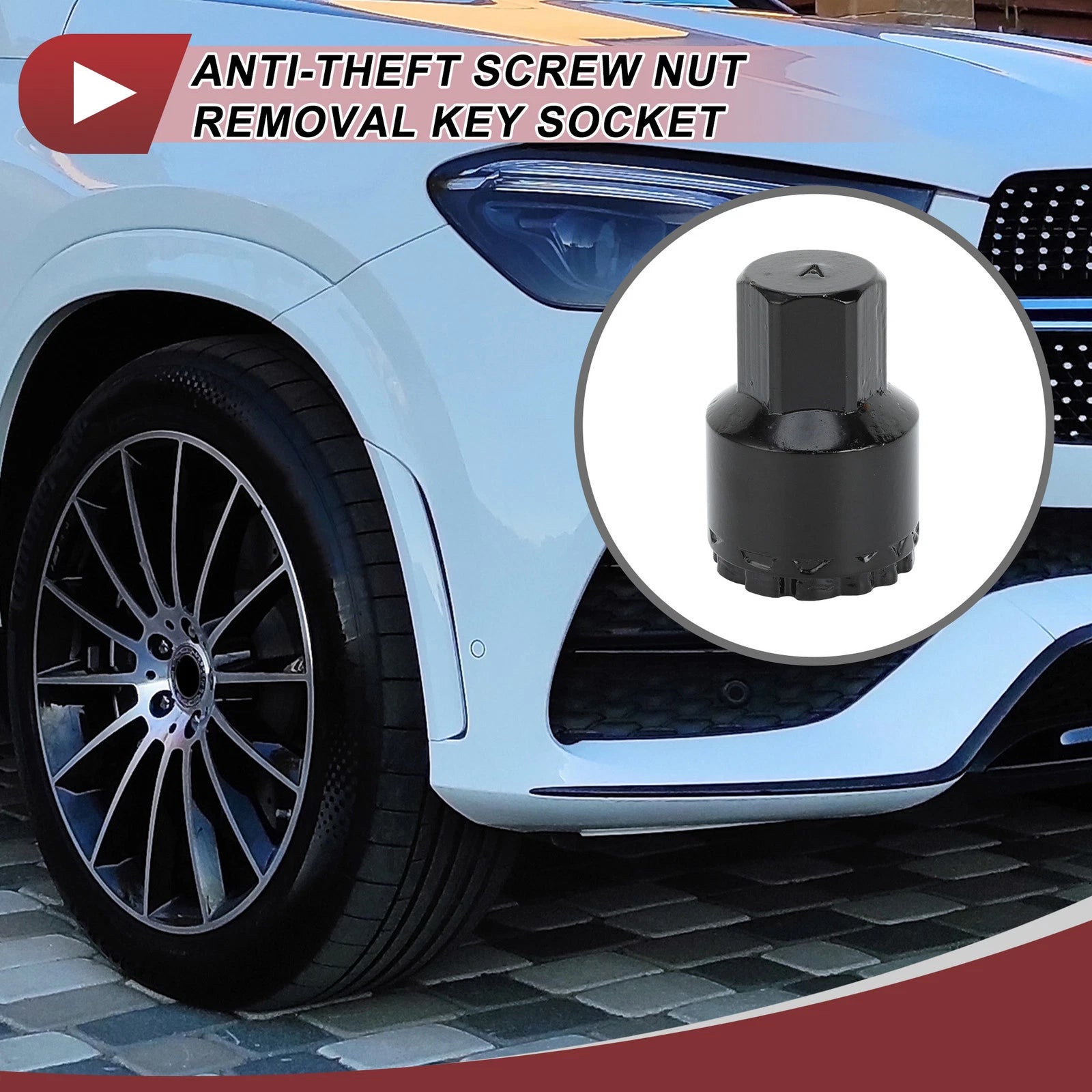 Wheel Lock Lug Nut Type A Anti-theft Key Socket for Mercedes Benz GLE450 GLS350 (2016–2021)