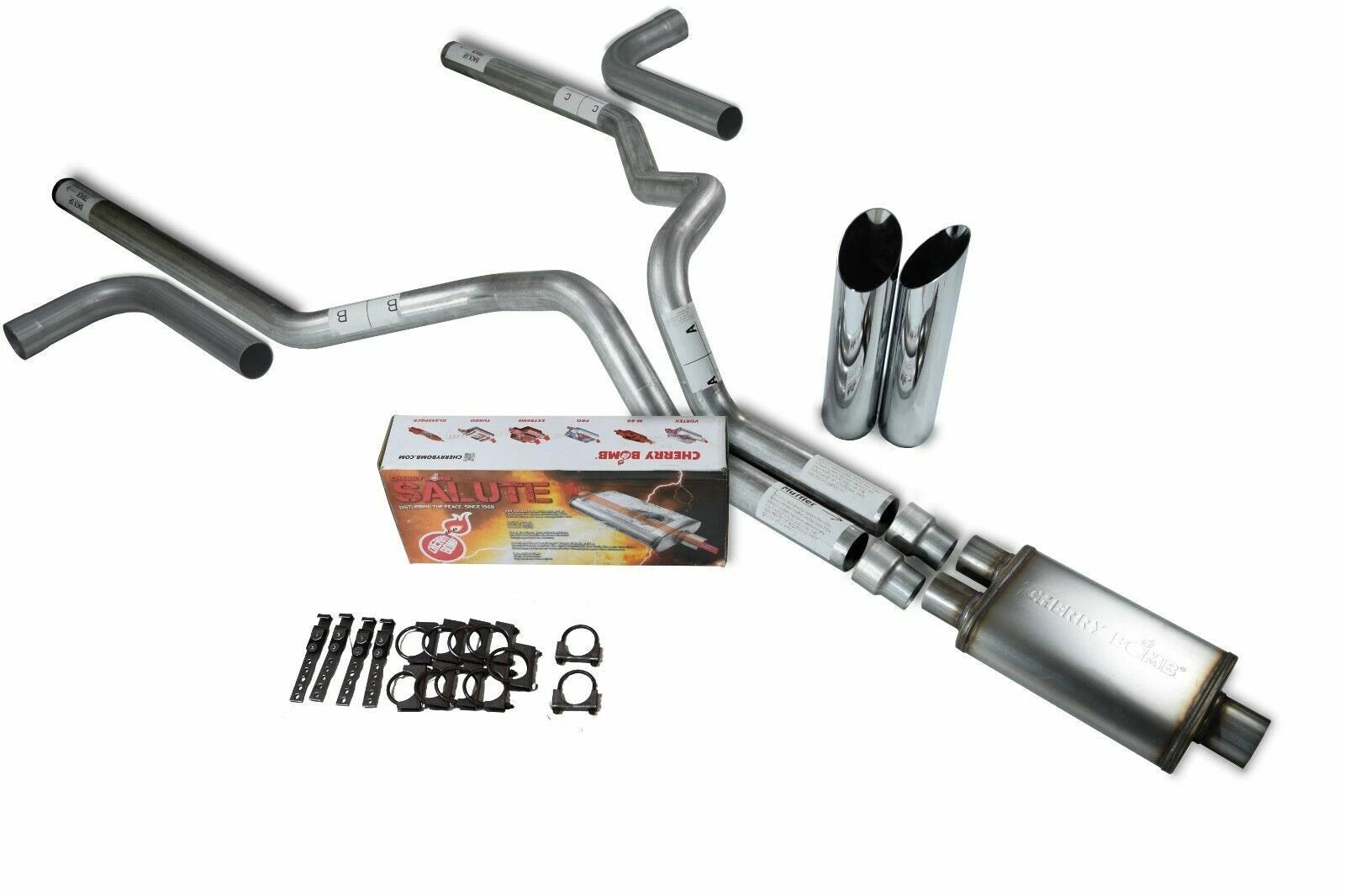 Dual Exhaust Kit for Chevy GMC 1500 (2015–2018) - 3" Slash Tip