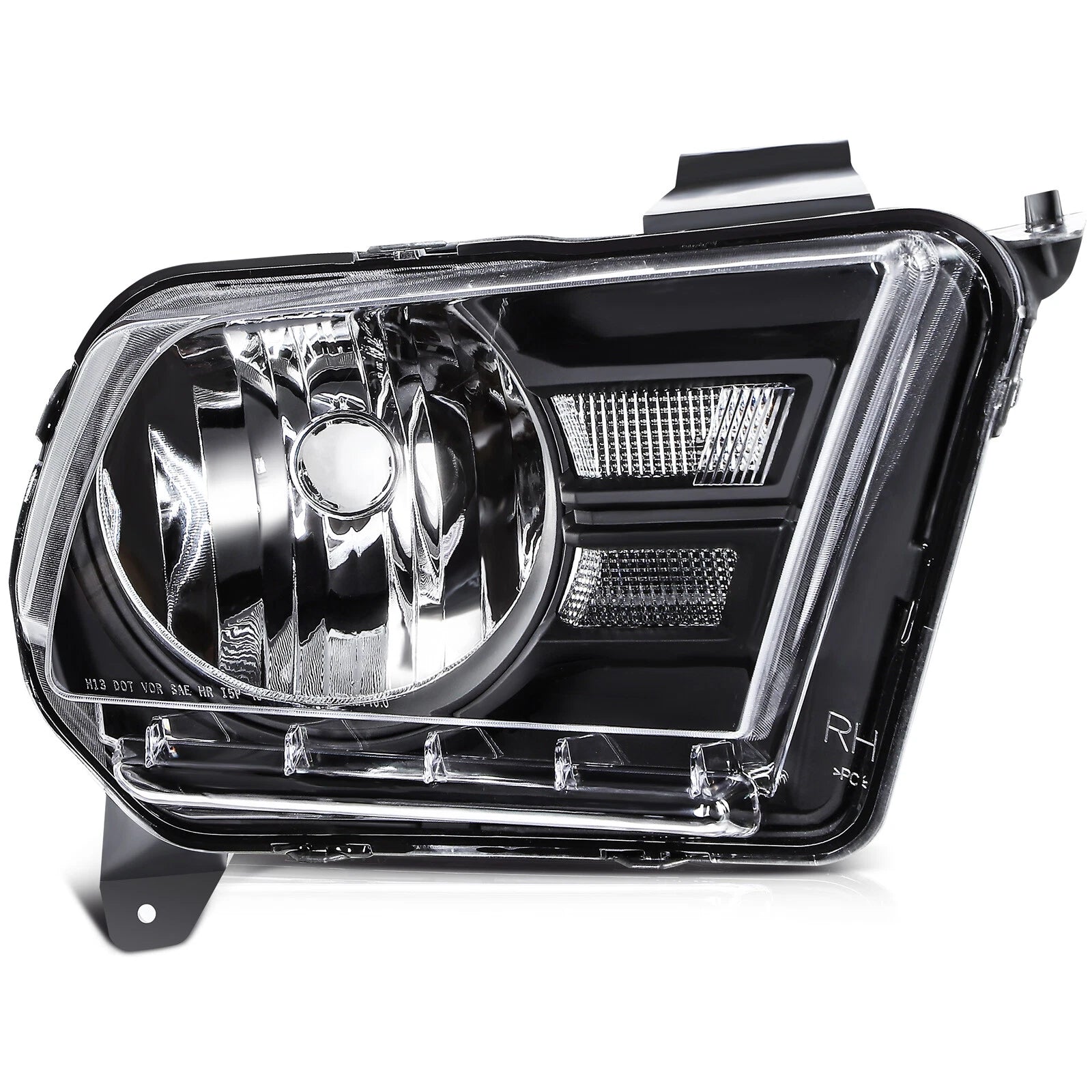 Set of 2 Black Housing Headlights for Ford Mustang (2010-2014)