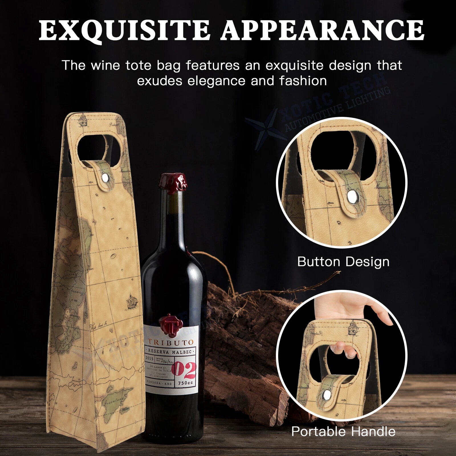 Graphic Leather Wine Carrier Tote Bag for Party for Universal (YYYY-YYYY)