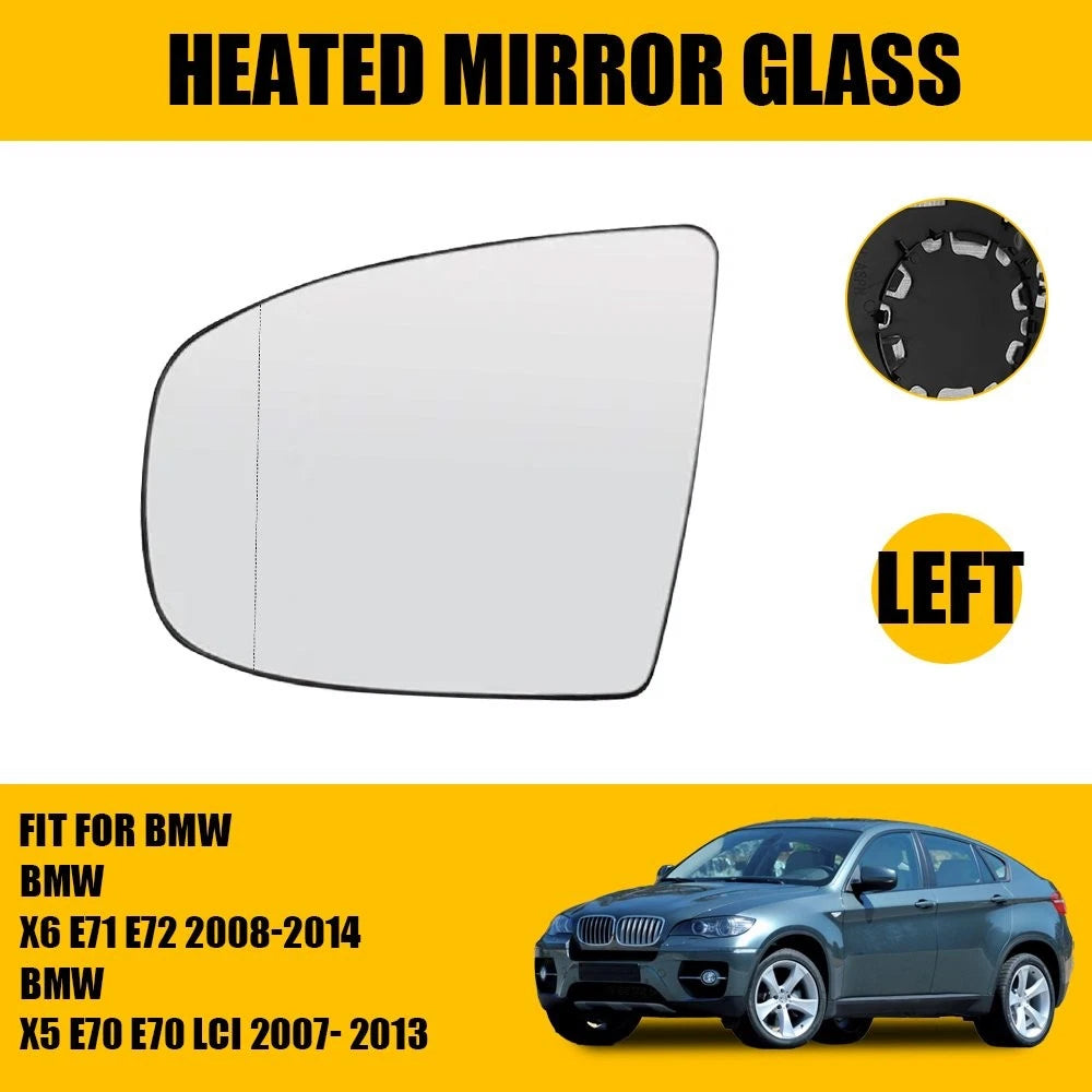Heated Door Wing Mirror Glass for BMW X5 X6 E70 E71 E72 (2007–2013)