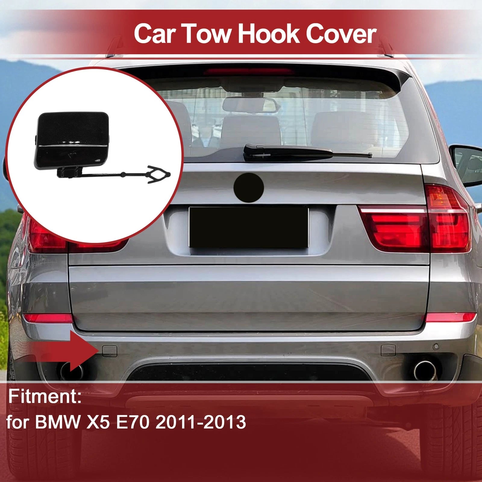 Tow Hook Cover Cap for BMW X5 E70 (2011–2013) No. 51127271815 Black