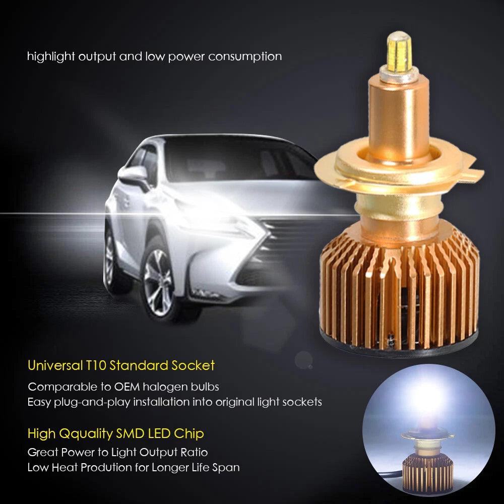 2X H7 SMD LED Headlight Bulbs for Conversion Kit (6000K)