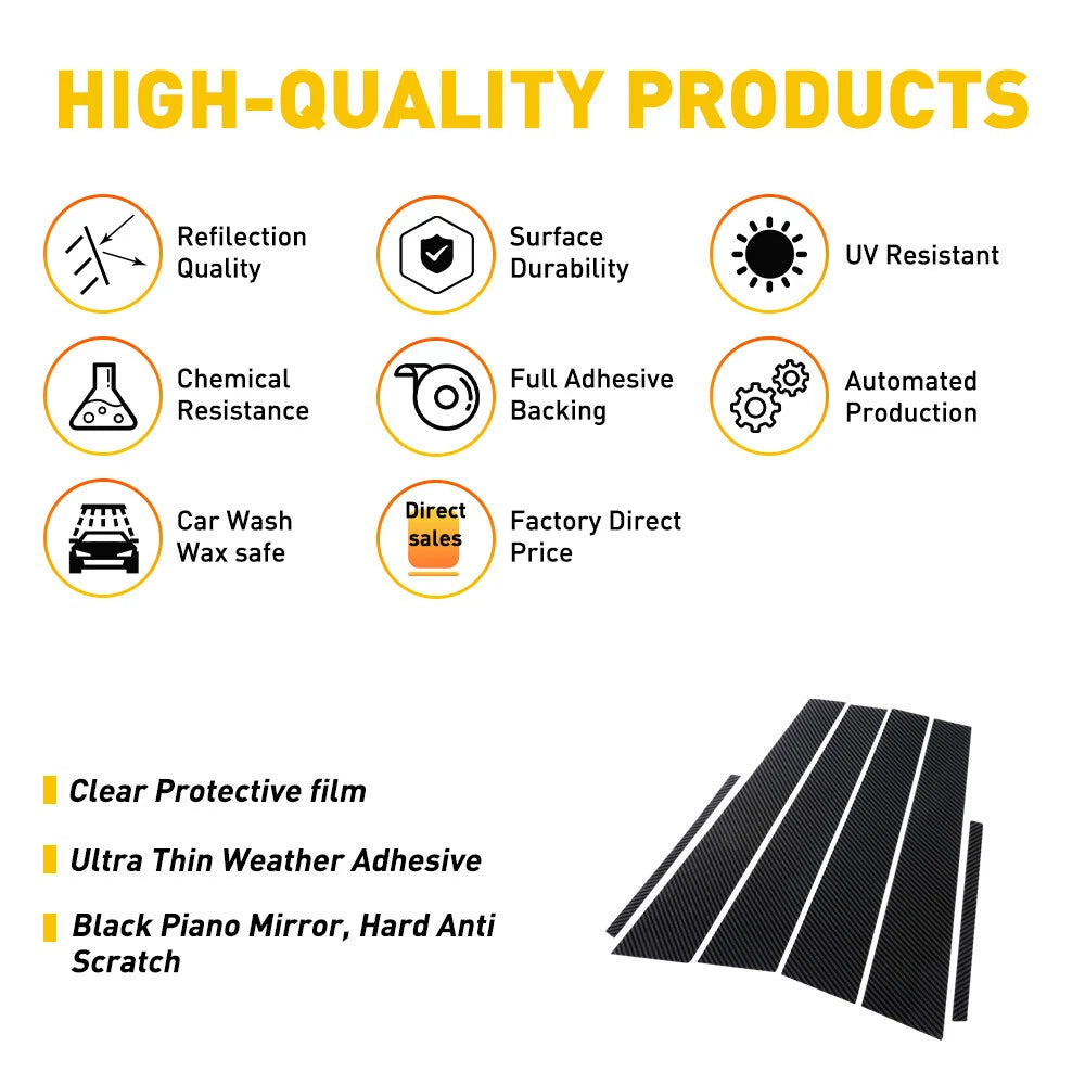 Carbon Fiber Pillar Posts Window Trim for Dodge Charger (2011–2021)