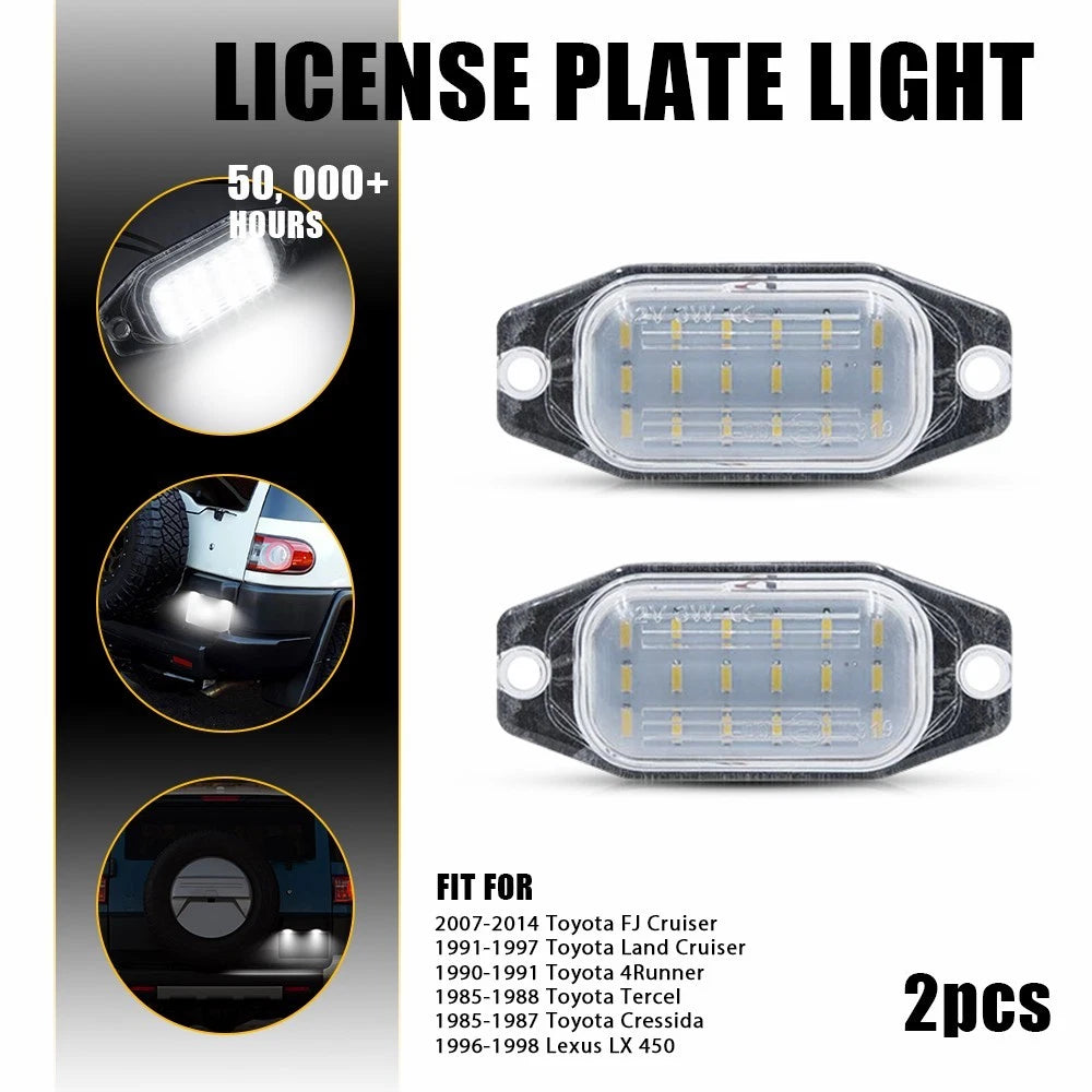 White LED License Plate Light for Toyota 4Runner FJ Cruiser Lexus LX450 (1996–2002)