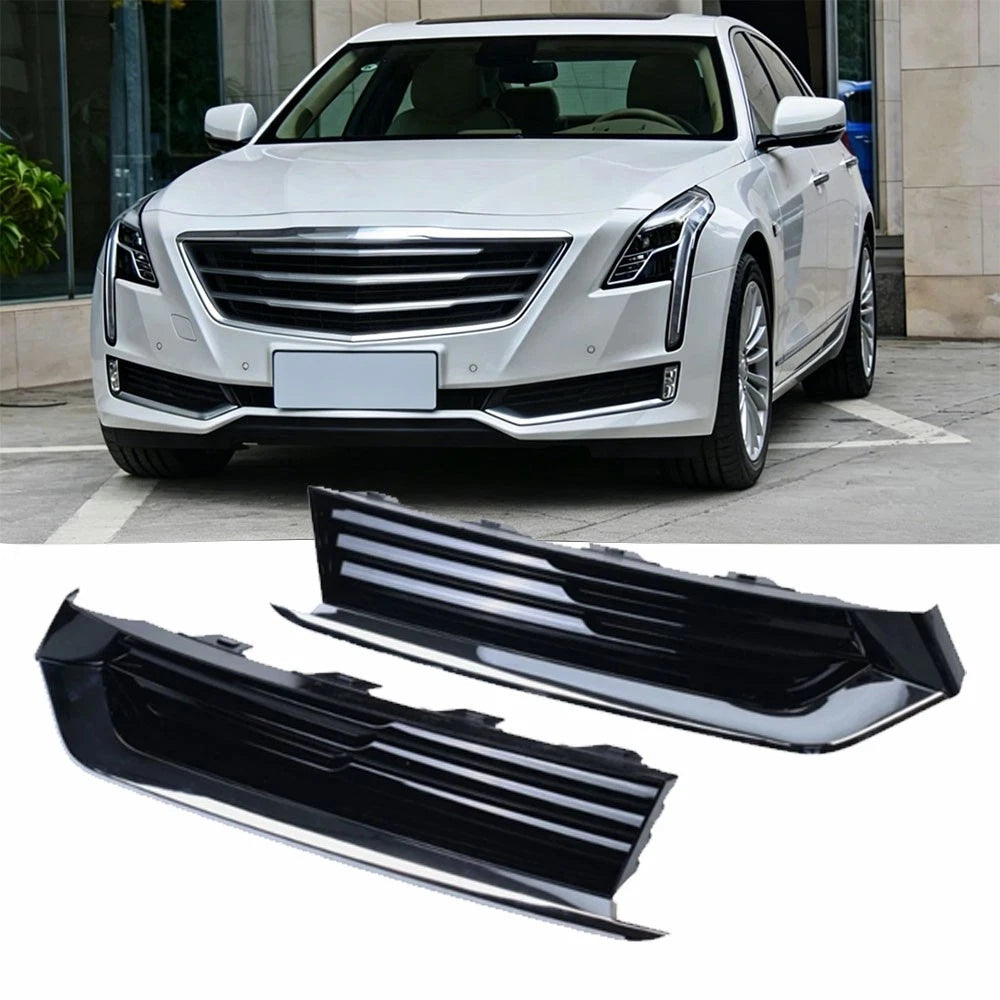 1 Pair Front Lower Bumper Grille Fog Light Cover for Cadillac CT6 (2016–2018)