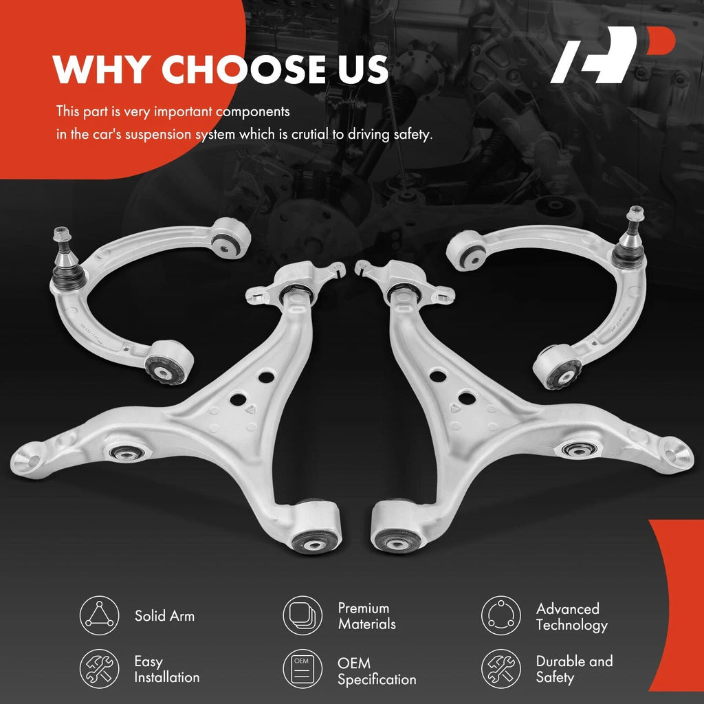 Set of 4 Front Lower & Upper Control Arms for Mercedes-Benz X166 (2013–2019)