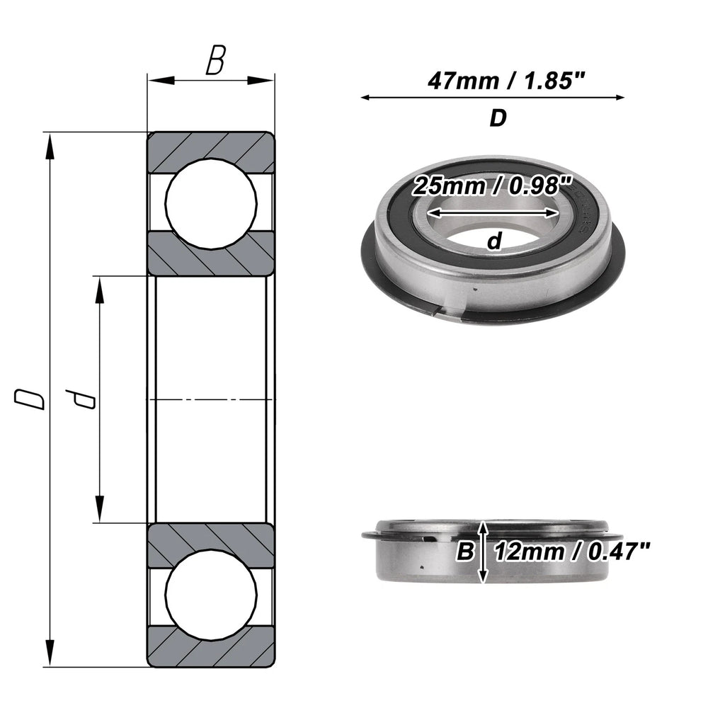 6005NR2RS Deep Groove Ball Bearings for Scooter Skateboard (25x47x12mm)