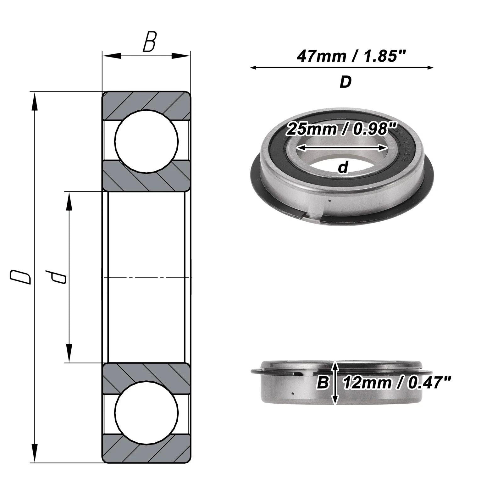 6005NR2RS Deep Groove Ball Bearings for Scooter Skateboard (25x47x12mm)
