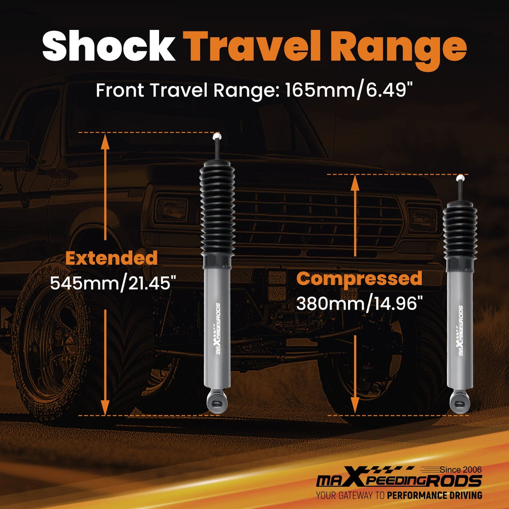 2X Front Lift Shocks for Ford F-150 (1997–2003) 2WD 3-4.5" Suspension Kit