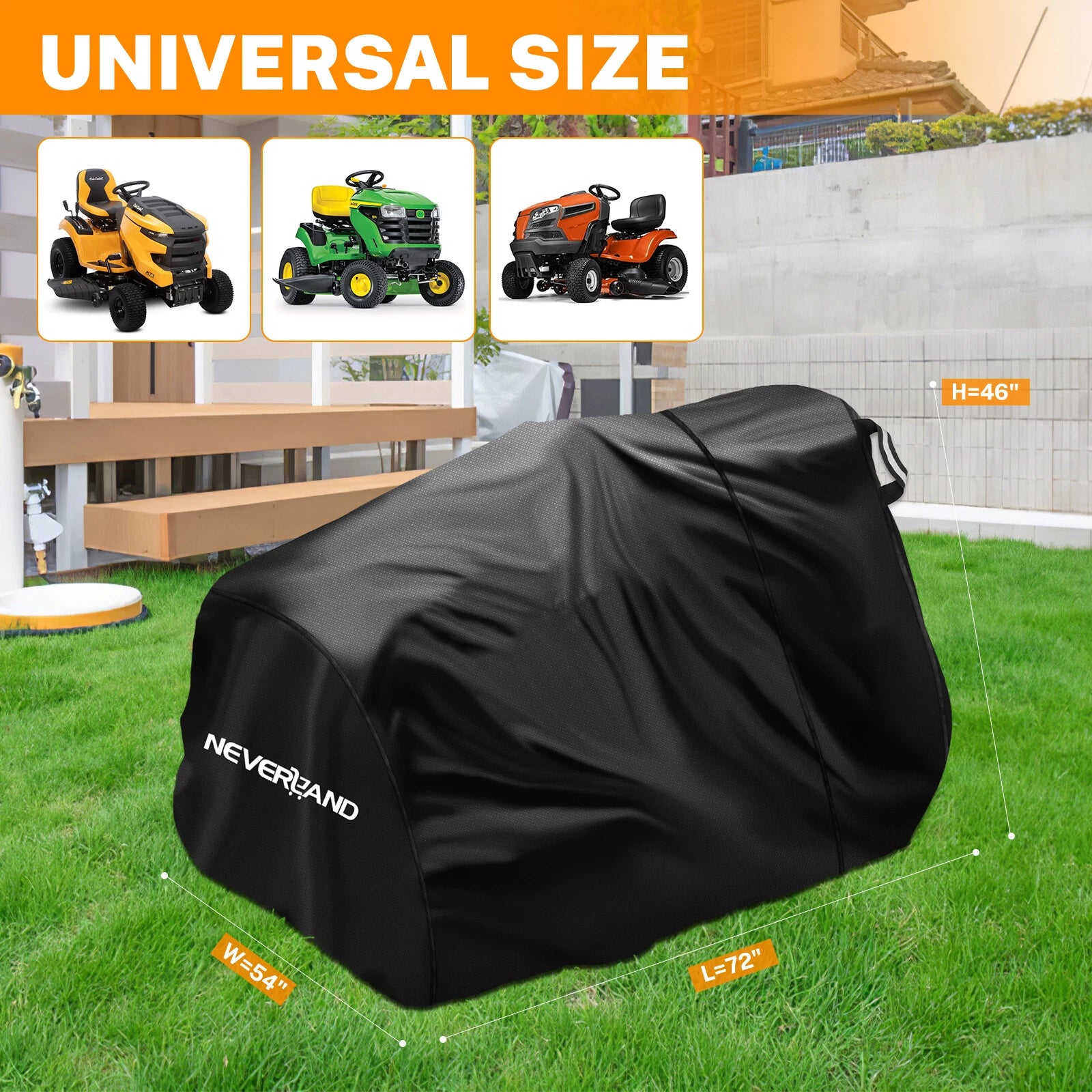 Lawn Mower Tractor Cover for Neverland 72" Waterproof UV Snow Protector