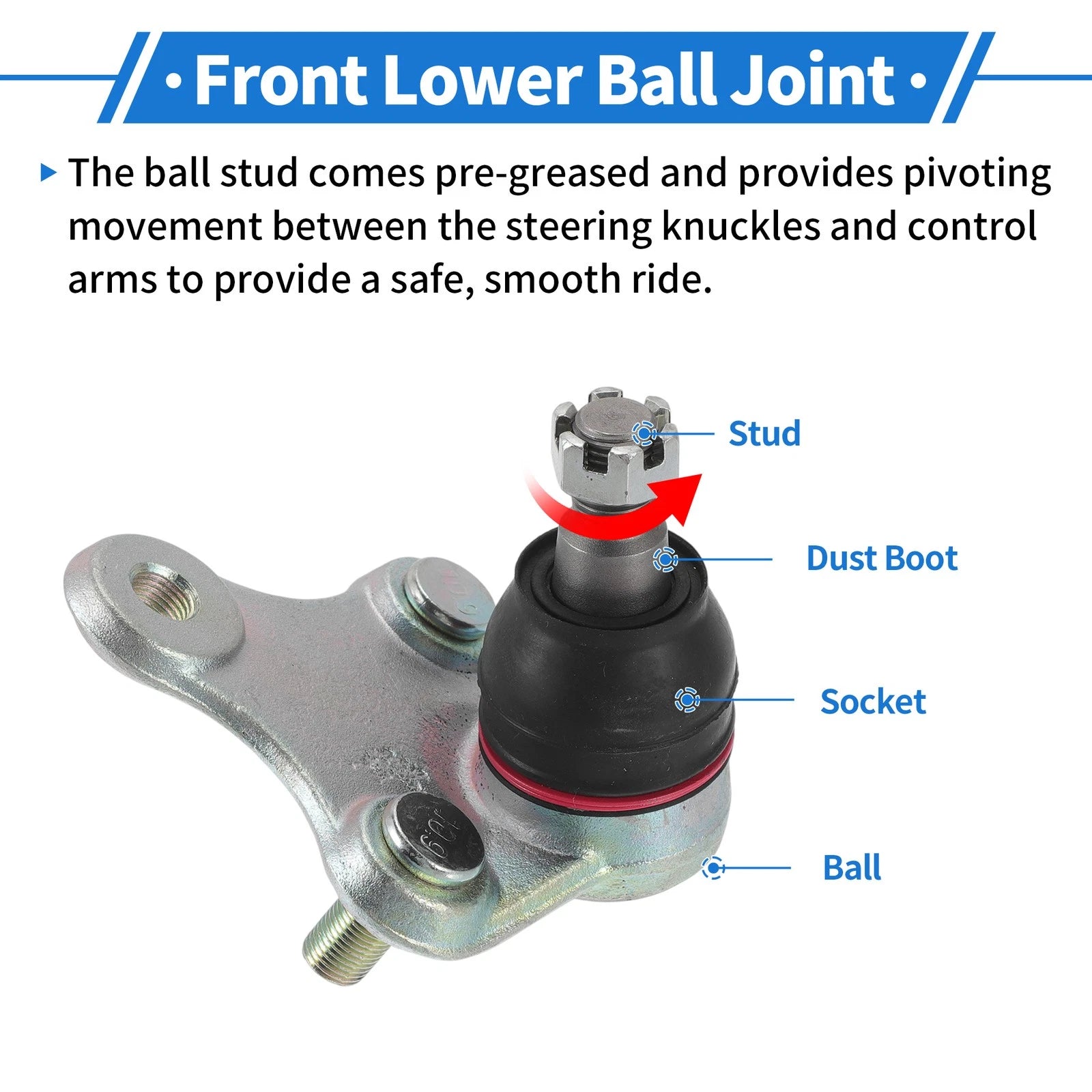 2X Front Lower Ball Joints for Toyota RAV4 (1996–2000) No.K90687/4333049025