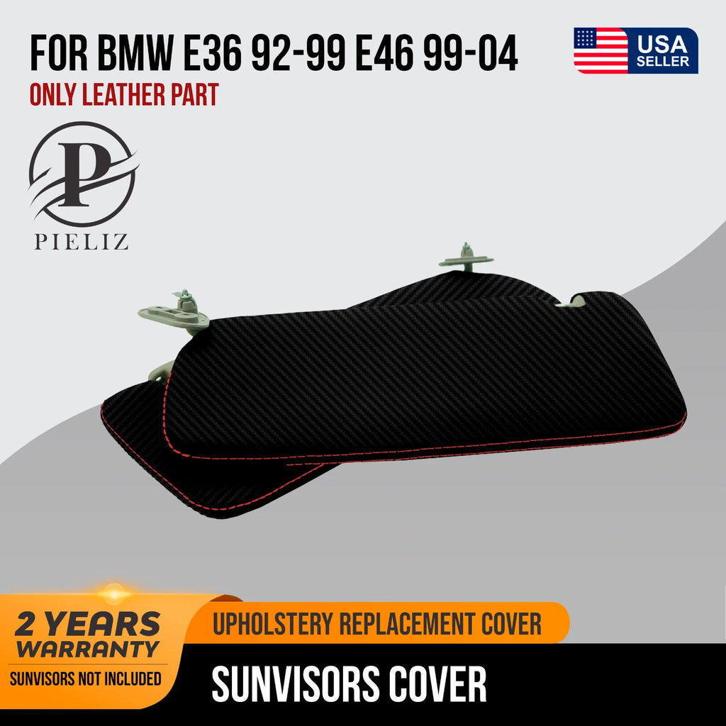 Sunvisors PVC Carbon Cover for BMW E36 E46 (1992–2004) Red Stitch