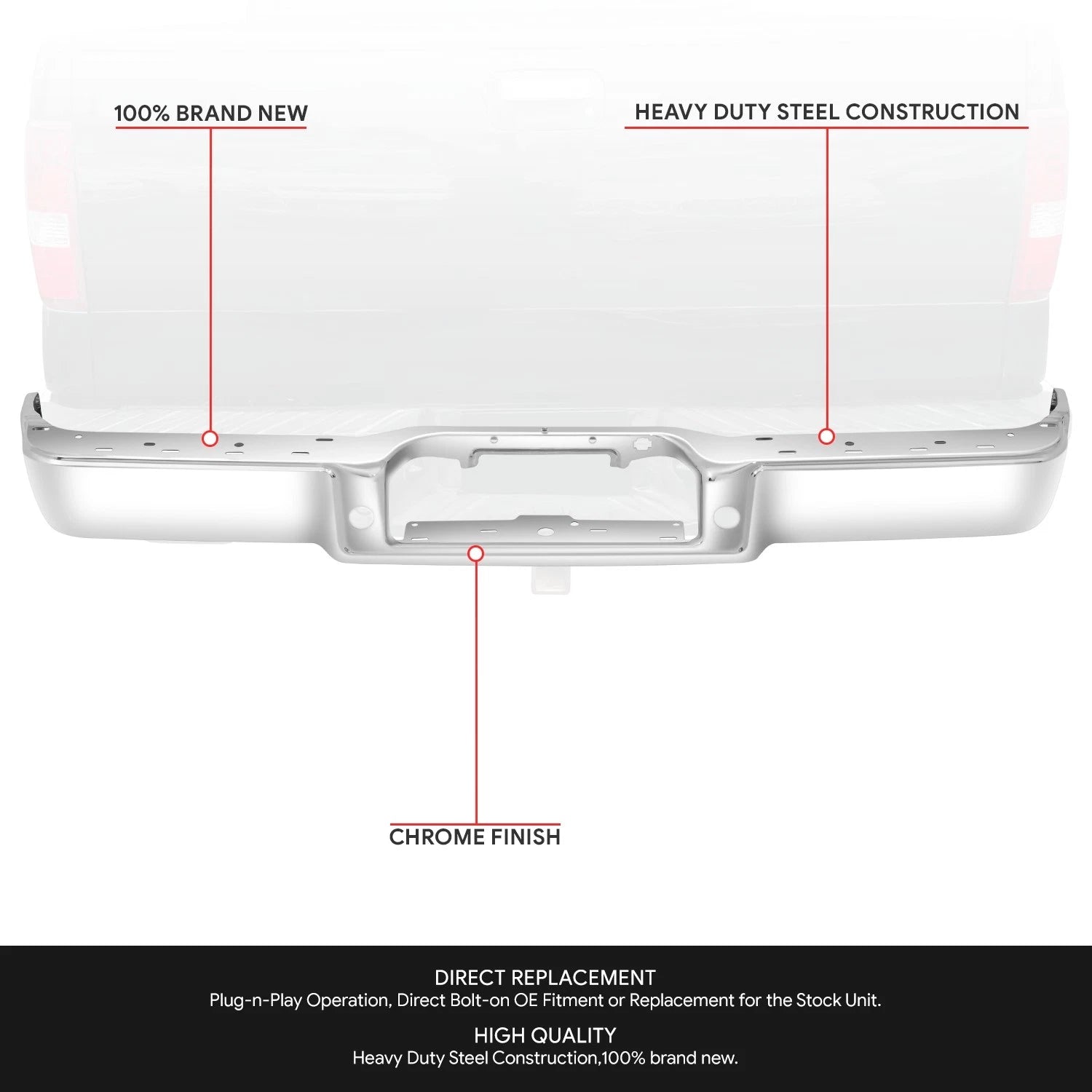 Polished Rear Bumper Face Bar for Ford F-150 Fleetside (2004–2006)