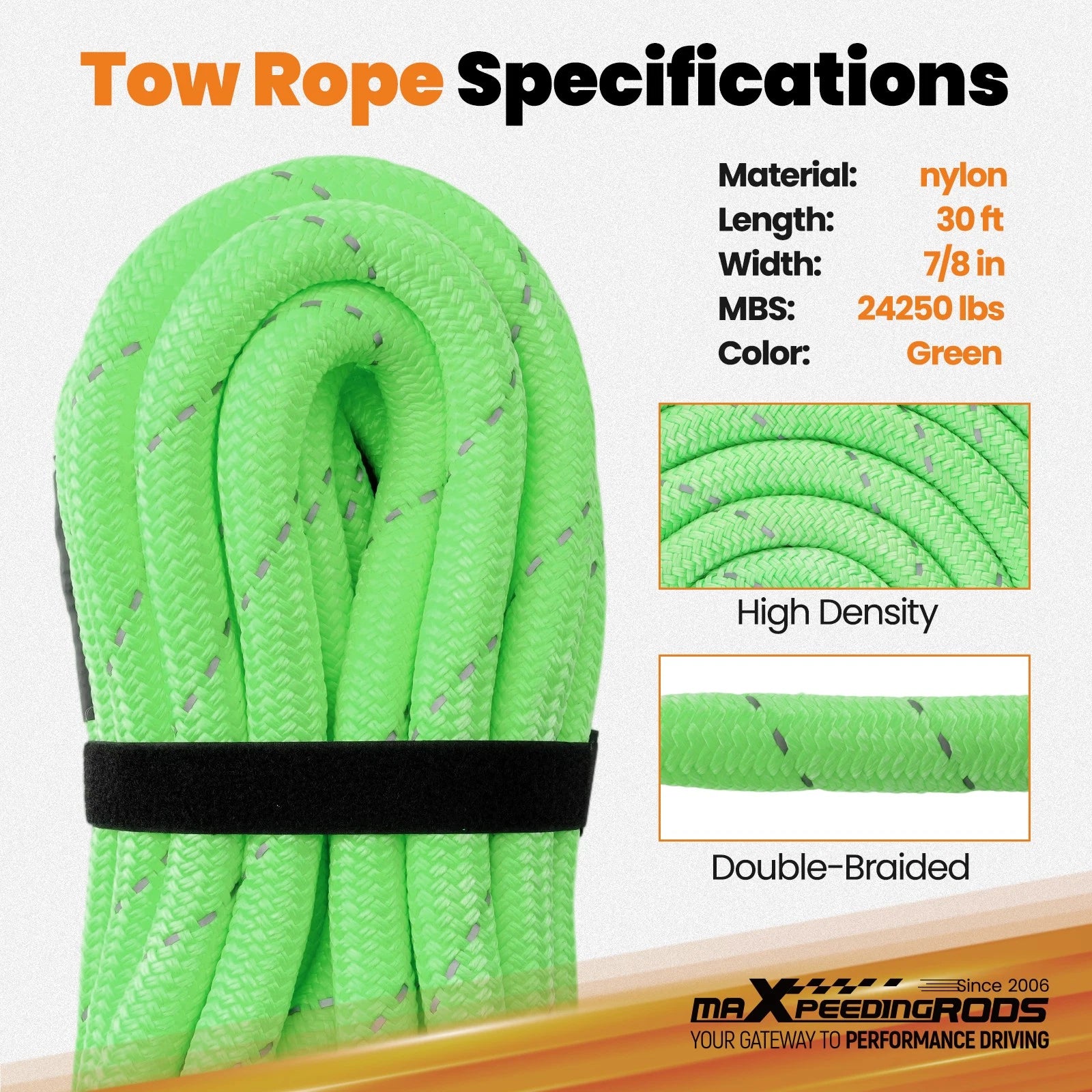 9m Kinetic Recovery Rope for Off-Road SUV Truck 4WD (11 Ton)