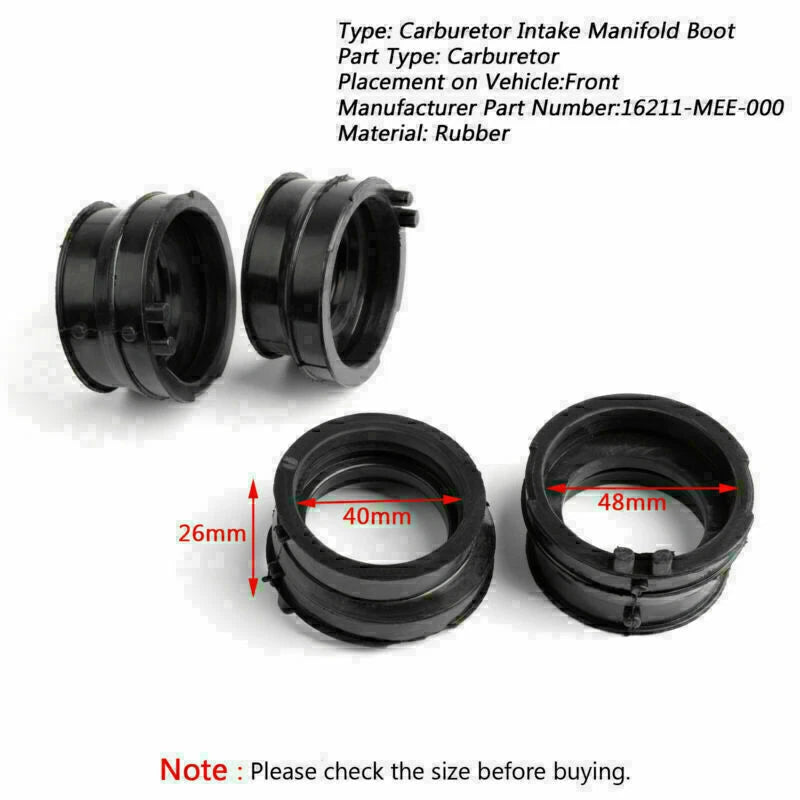 Rubber Intake Carburetor Boots for Honda CBR 600RR (2003–2006) T9