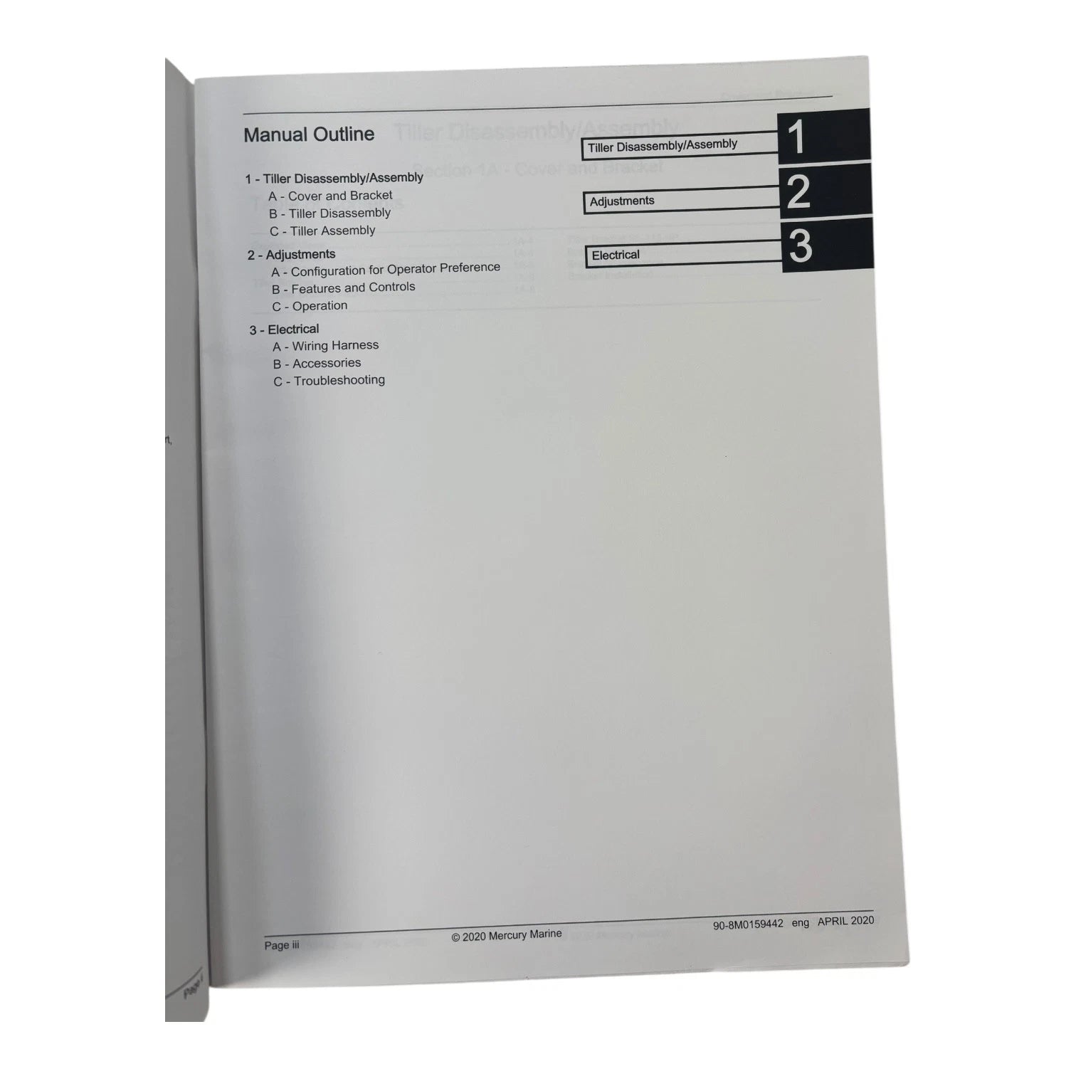 Tiller Handle Service Manual for Mercury 40-115 HP (2020) 90-8M0159442
