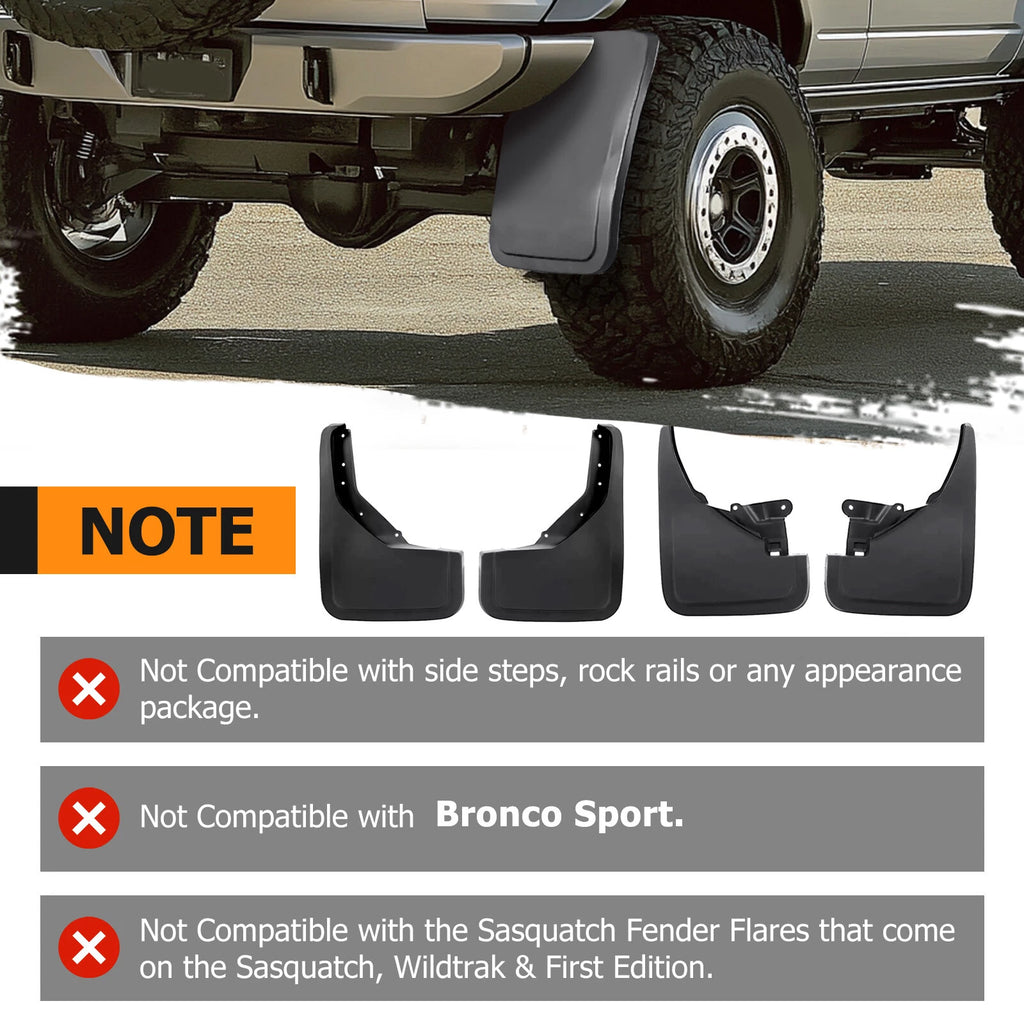 Set of 4 Mud Flaps Splash Guards for Ford Bronco (2021–2024)