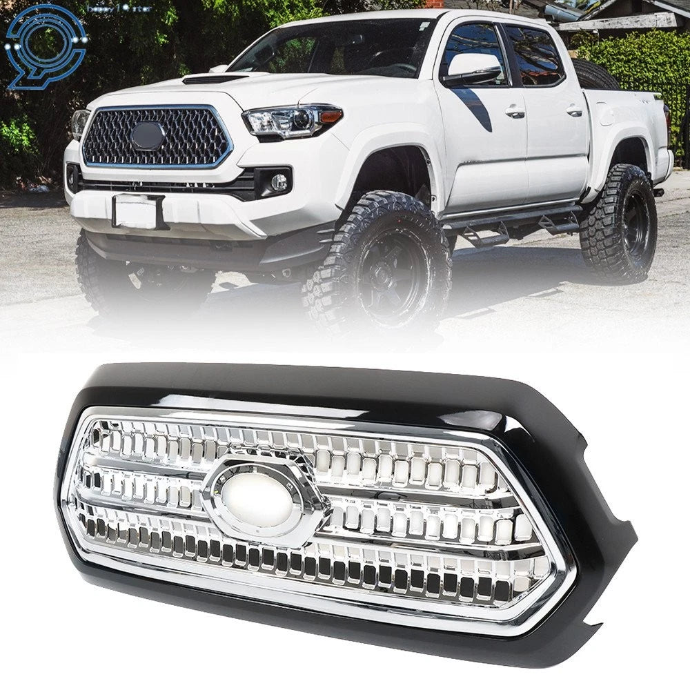 Front Bumper Upper Grille with Chrome Molding for Toyota Tacoma (2016–2017)