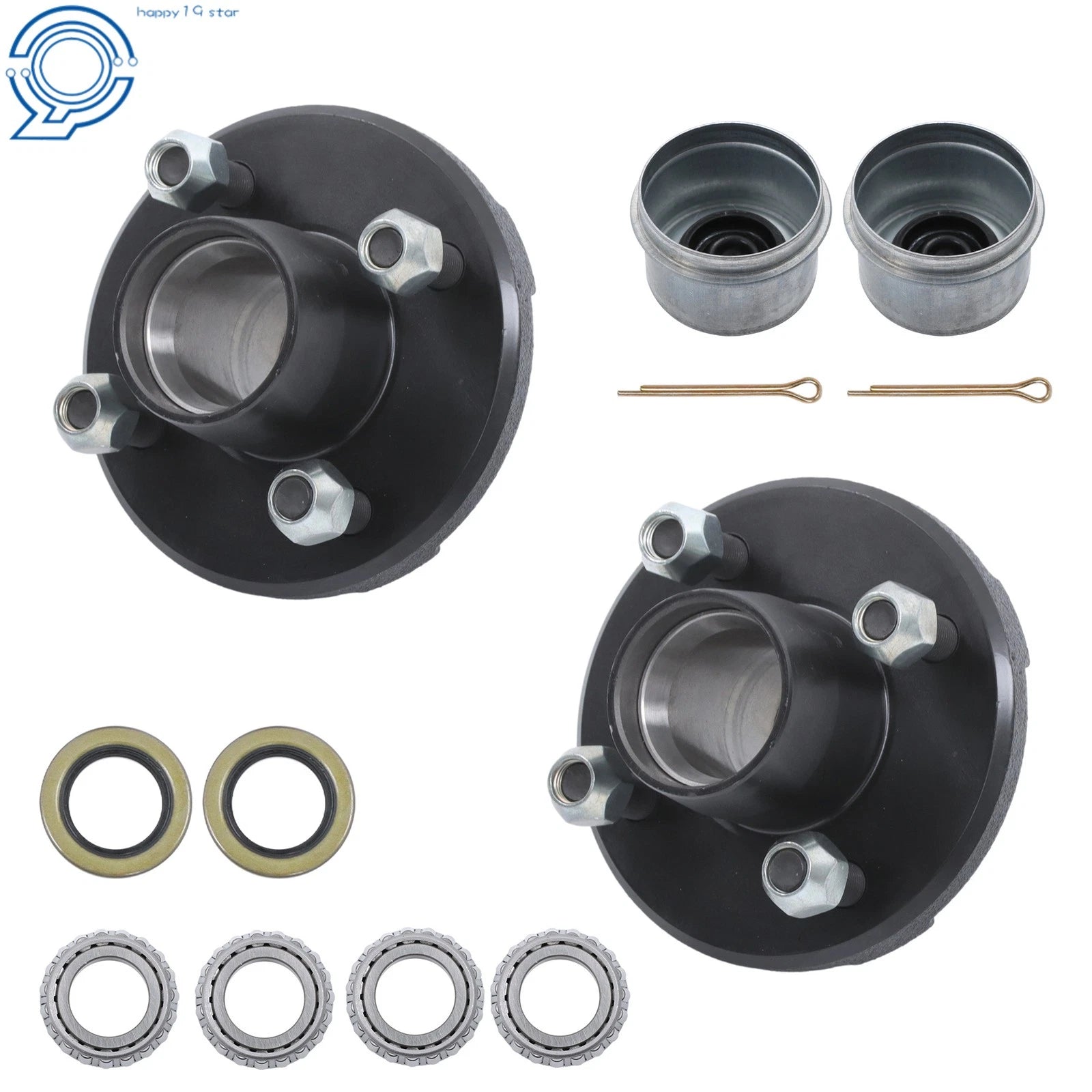 Set of 2 Spindle Trailer Bearing Kits for 2000lb Trailers (4 on 4)