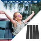 Set of 4 Car Pillar Window Trim Covers for Ford F-150 (2004–2014) Black Carbon Fiber