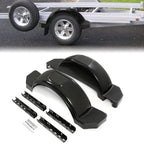 2 Single Axle Trailer Fenders for Boat (13" Wheels, Glossy Black)