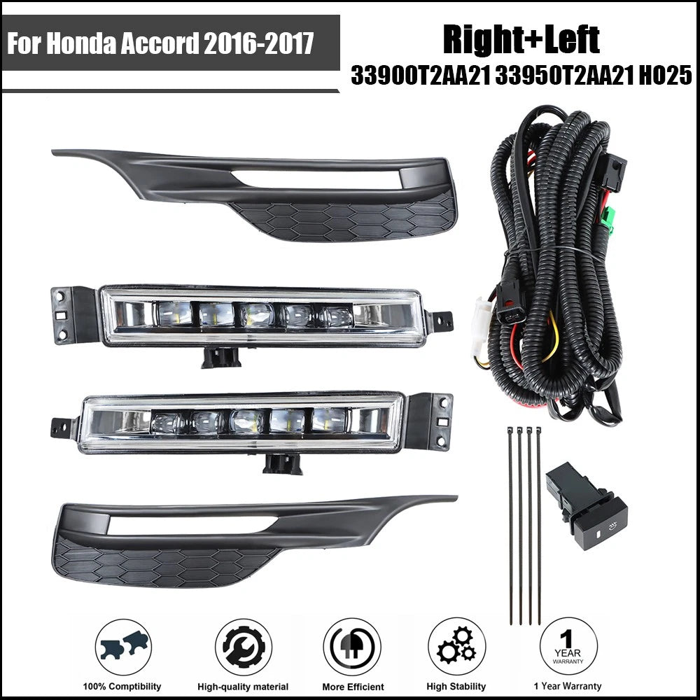 Fog Lights for Honda Accord Sedan 2016–2017 with Black Bezel LED Kit