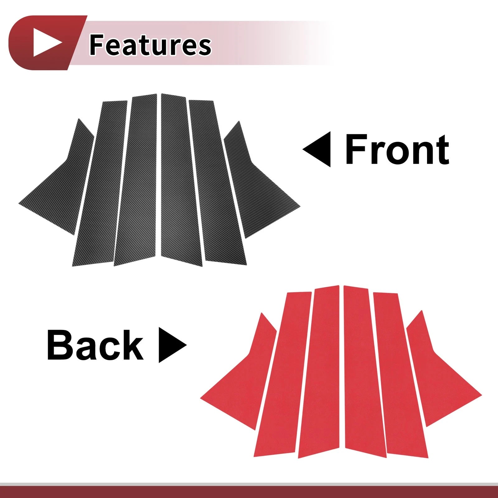 6 Pcs Door Pillar Window Trim for Honda Civic Sedan (2016–2021) Black Carbon Fiber
