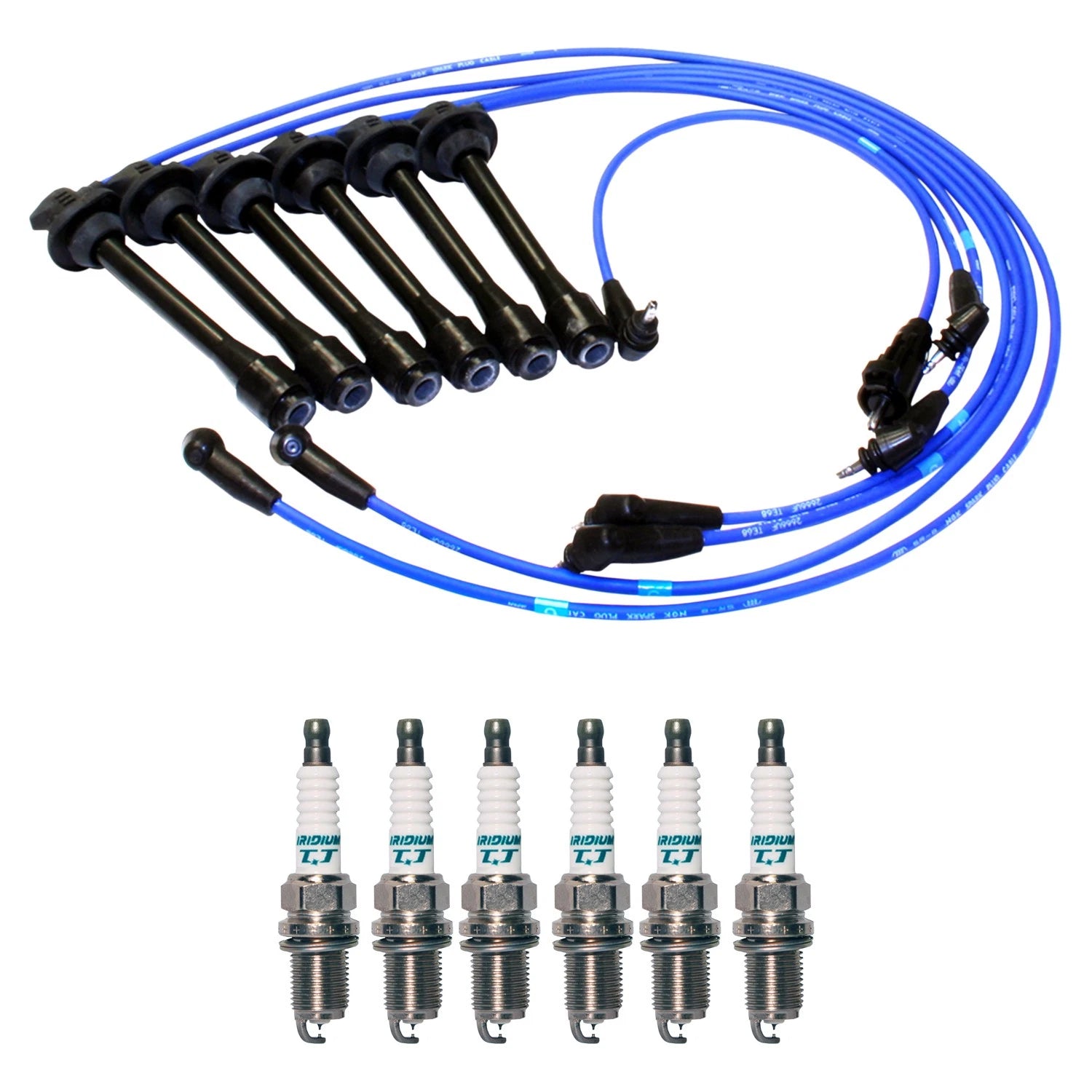 NGK 5mm Wire Set & Denso Iridium Spark Plug Kit for Land Cruiser LX450 (1996–1997)