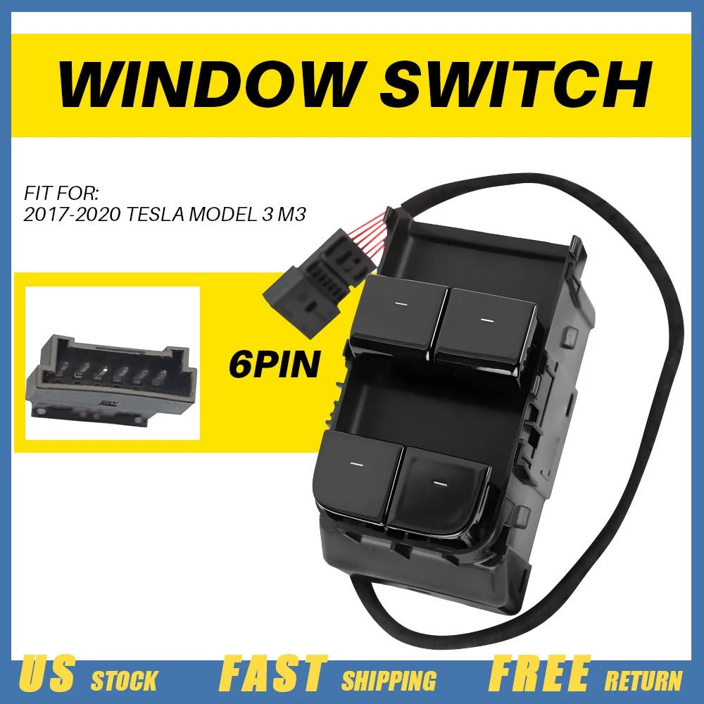 Power Window Switch for Tesla Model 3 (2017–2020) 1081037-01-F 6Pins
