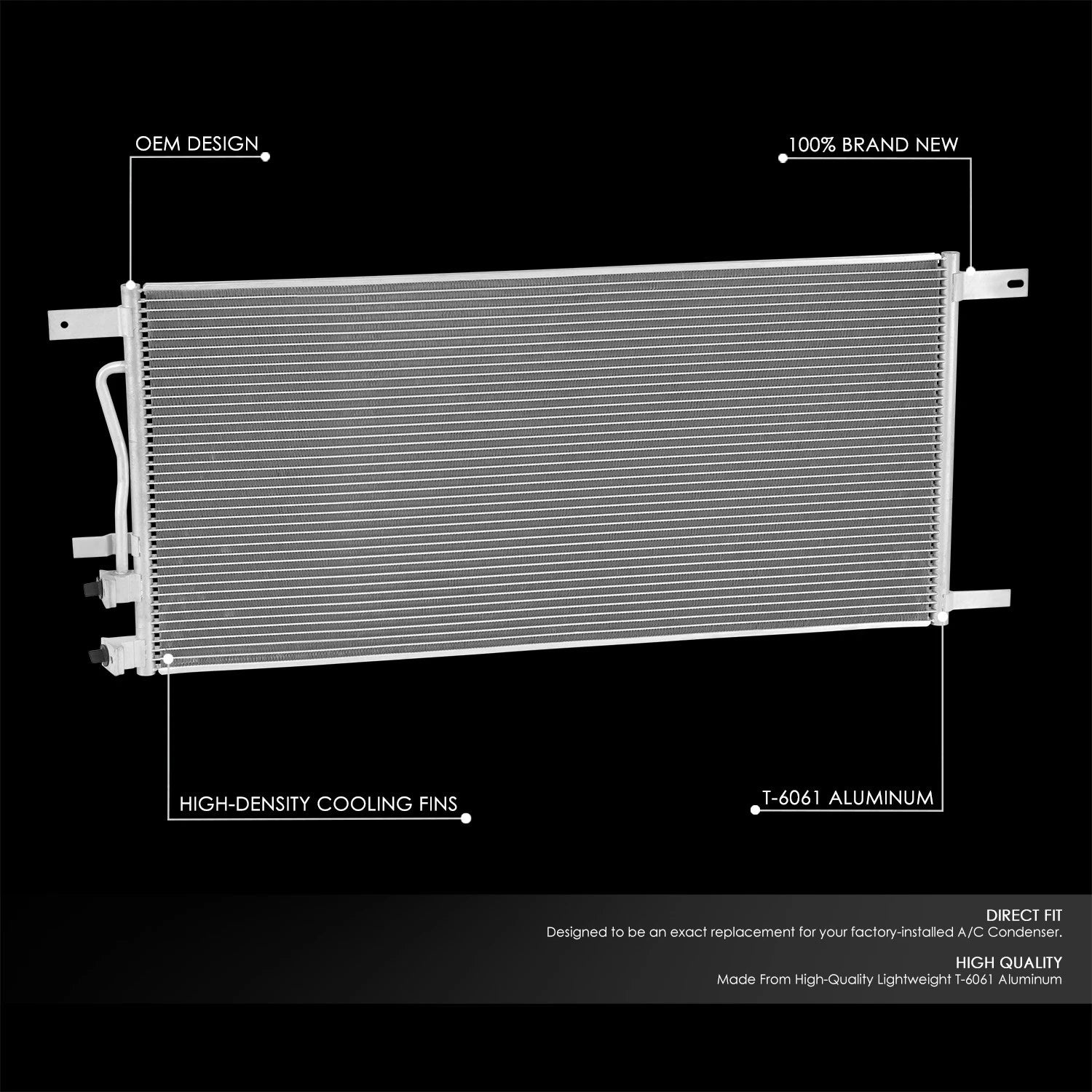 A/C Condenser for Ford F250-550 Super Duty 6.4L (2008–2010) OE Style Aluminum