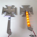 Set of 2 Chrome Billet Mirrors with LED Blinkers for Harley