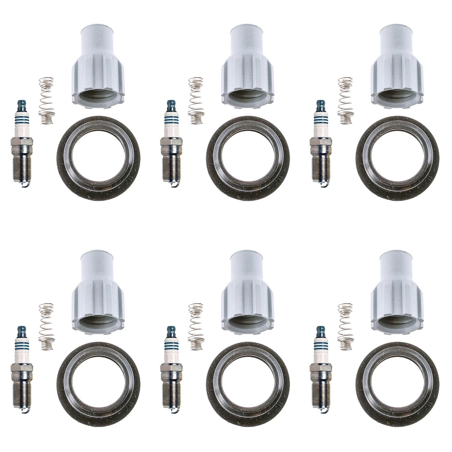 Set of 6 Denso Iridium Power Spark Plugs & Coil Boots for Acadia Camaro Caprice