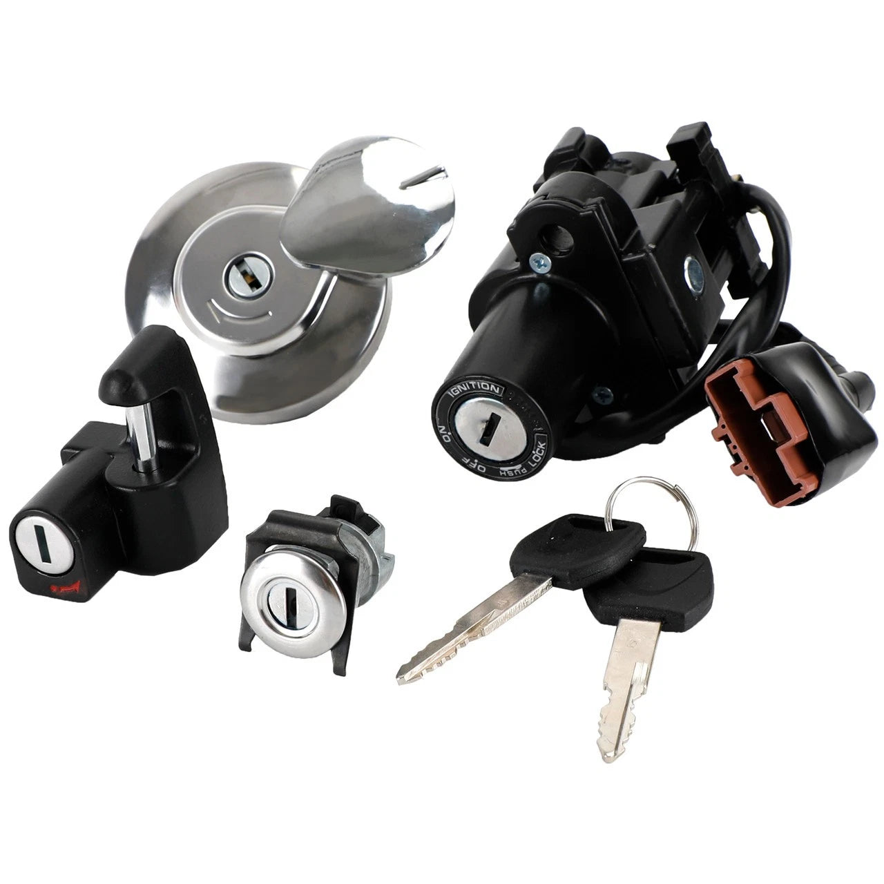 Set of 4 Ignition Switch, Fuel Gas Cap, Helmet, Seat Lock for Honda CRF250M (2014–2016)