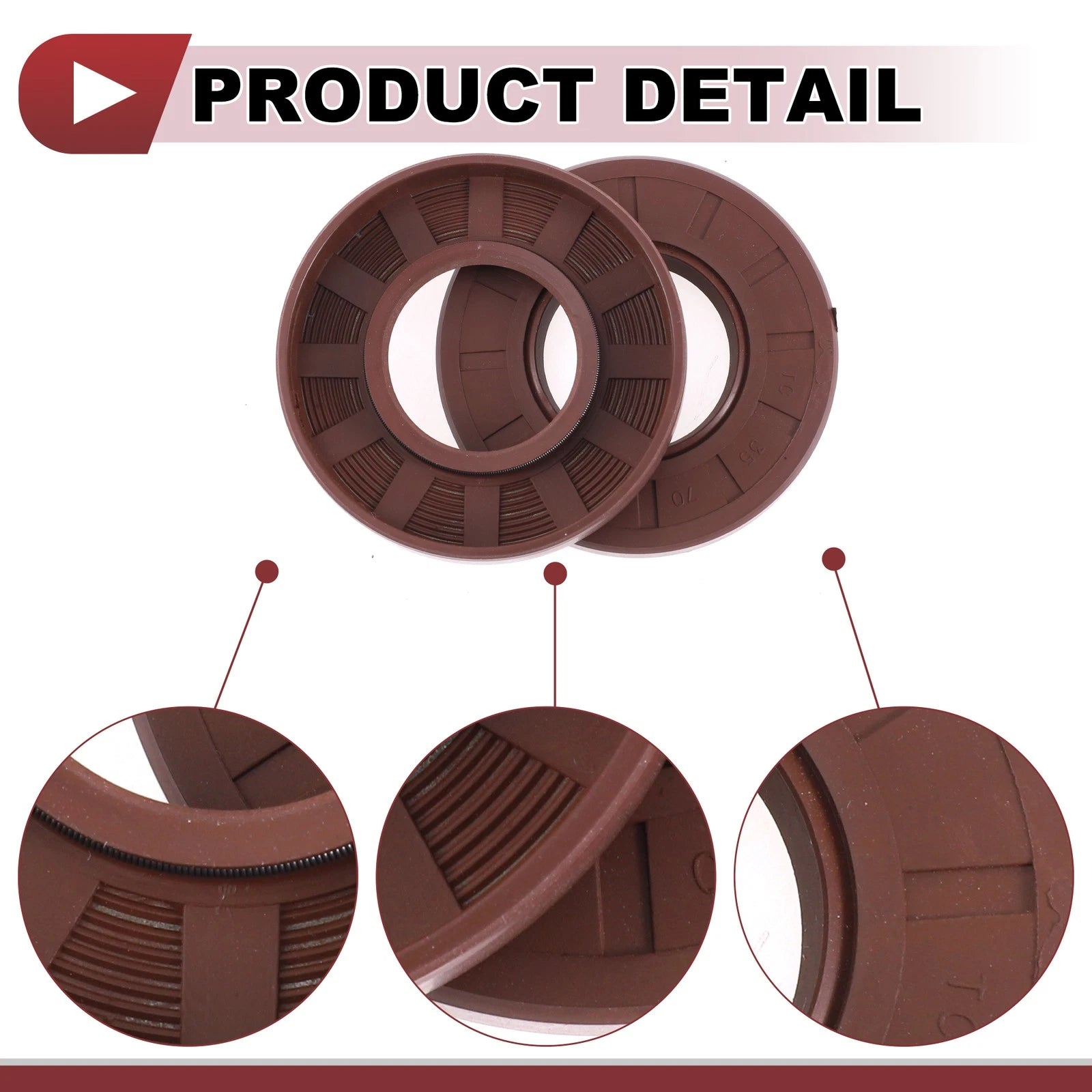 2X Oil Seal Rotary Shaft Seal FKM Rubber 35x70x12mm for Various Models