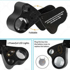 60X 30X LED Pocket Jewellers Eye Loupe Magnifier for Jewelry