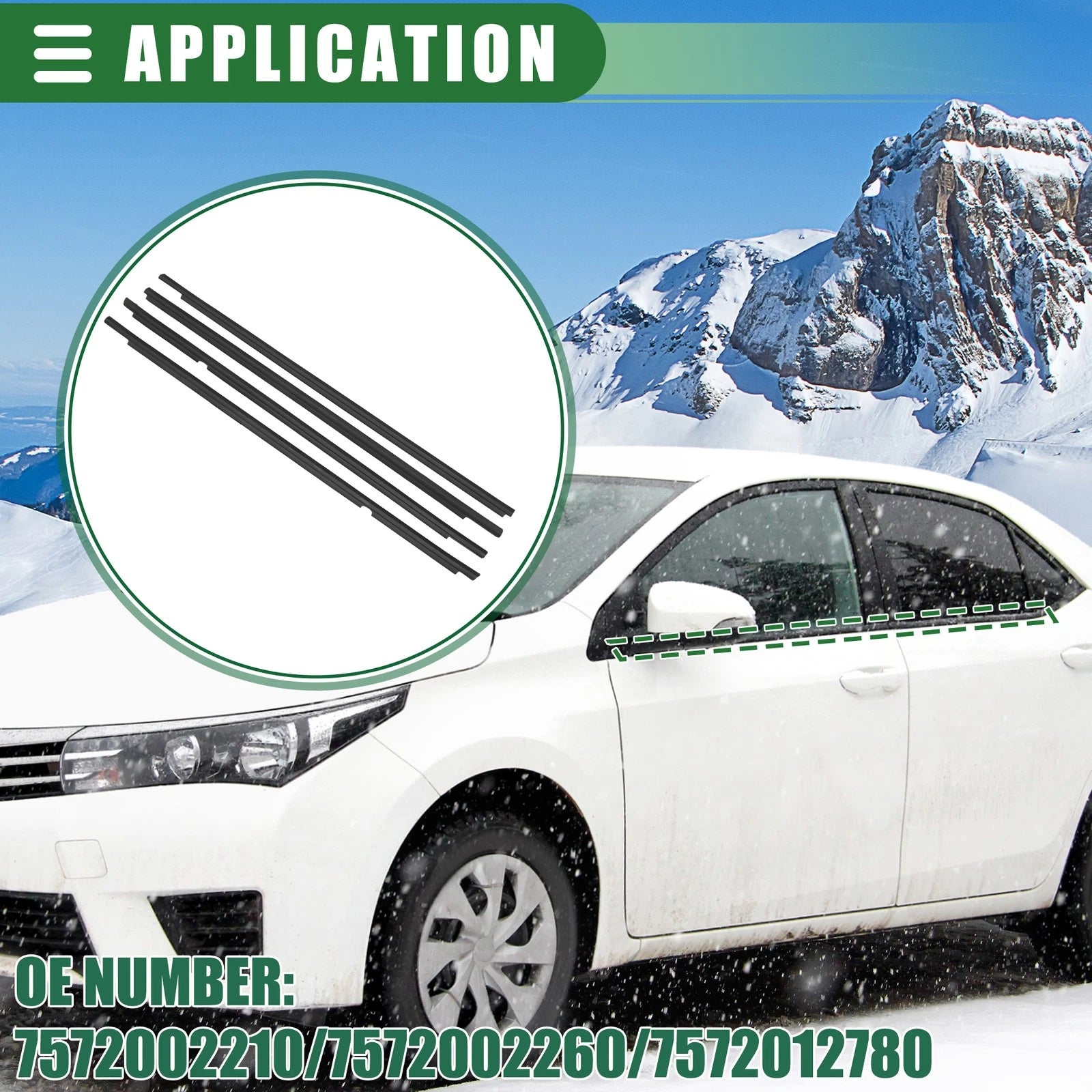 Set of 1 Window Weatherstrip Trim Seal Belt for Toyota (No. 7572002210/7572002260)