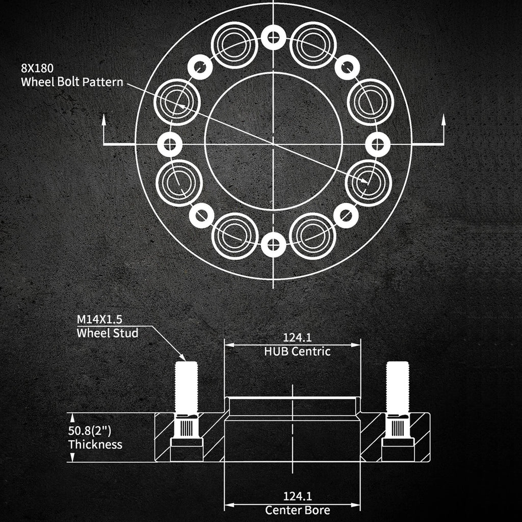2Pcs 2" Hub Centric Wheel Spacers 8x7.08 for GMC Chevy Silverado 2500 3500 HD (2001–2023)