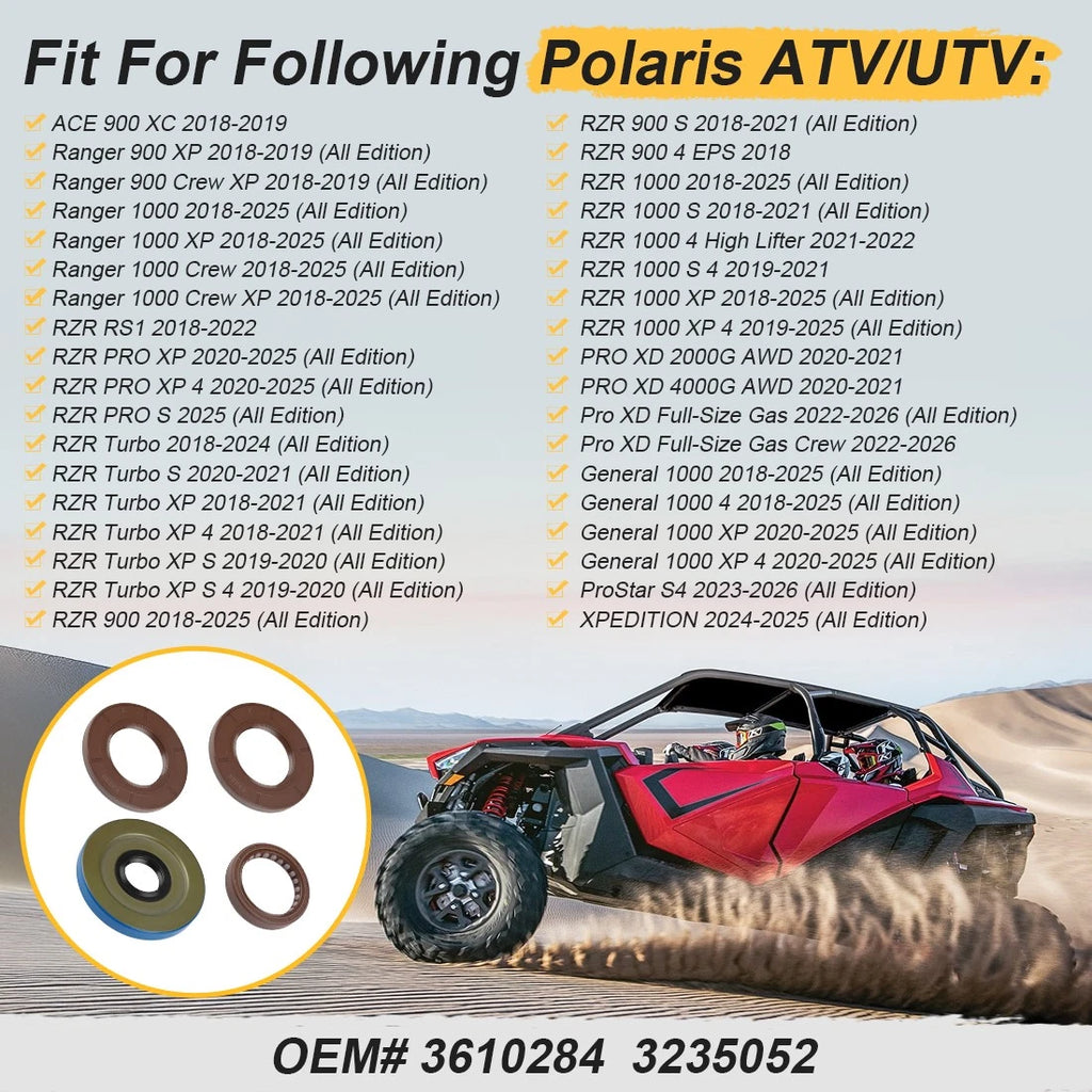 Crankshaft Transmission Triple Lip Seal for Polaris RZR (2010–2023) 3610284 3235052 3234113