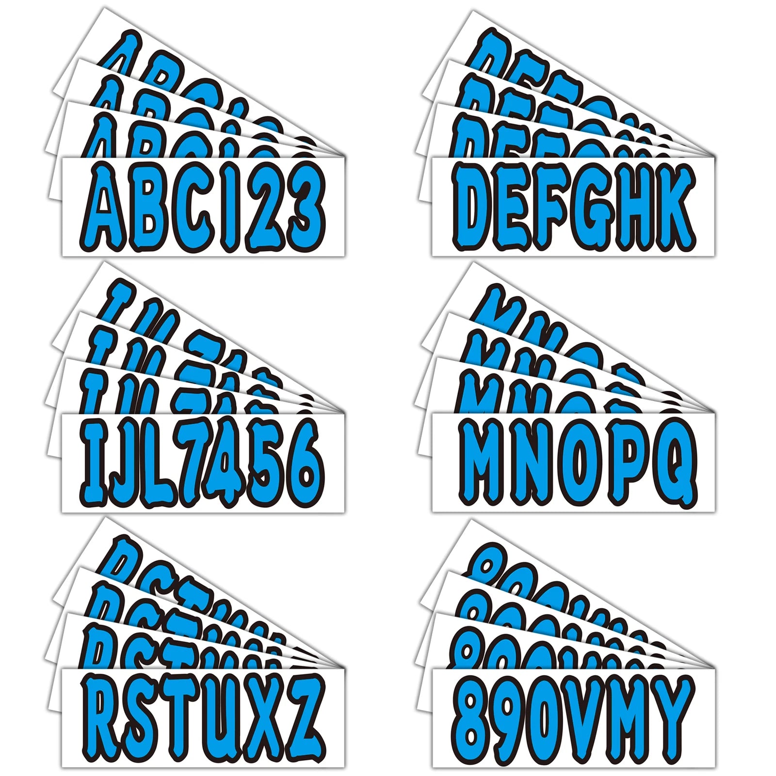 Set of 4 Boat Registration Decals A-Z & 0-9 Blue