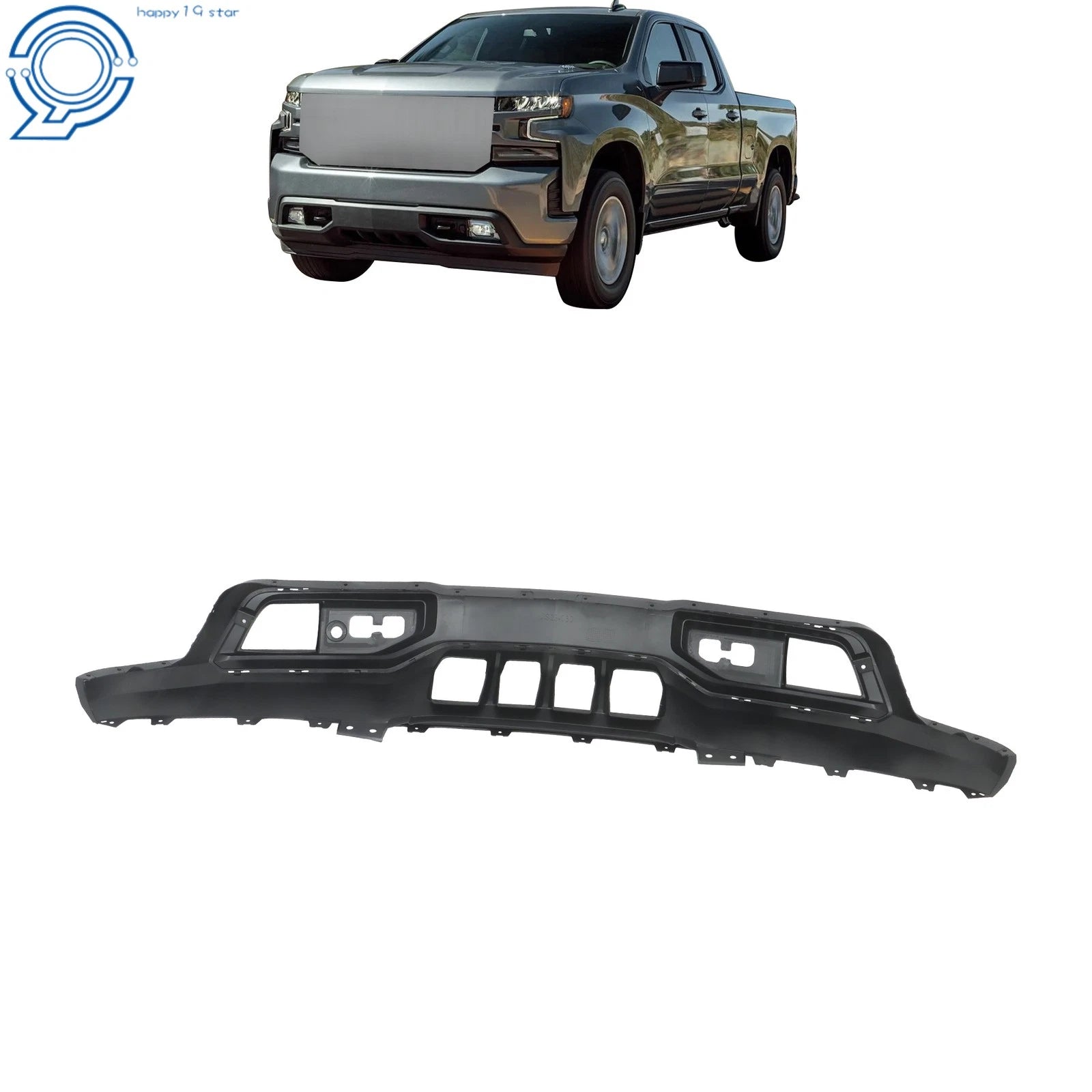 Front Bumper Cover for Chevy Silverado 1500 (2019–2021) w/ Lower Air Slots